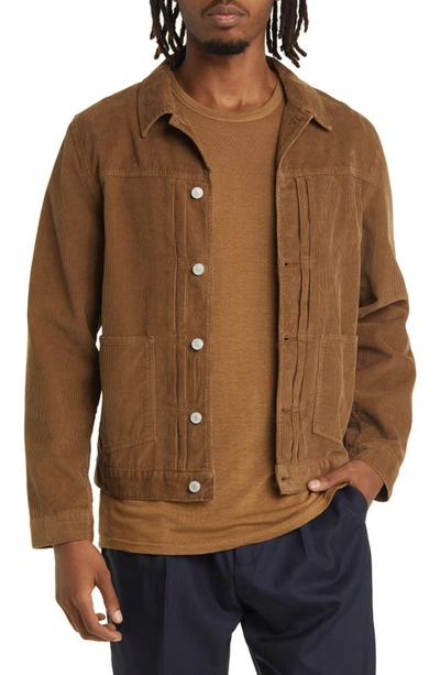 Officine Generale Leo Cotton Corduroy Shirt Jacket In Cigar