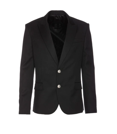 Balmain Wool Single-breasted Jacket In Negro