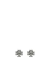 Tory Burch Crystal Logo Earrings In Silver