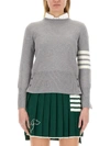 Thom Browne 4-bar Crewneck Wool Sweater In Grey