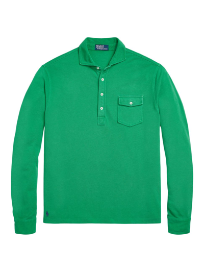 Polo Ralph Lauren Men's Long-sleeve Mesh Polo Shirt In Stem Green