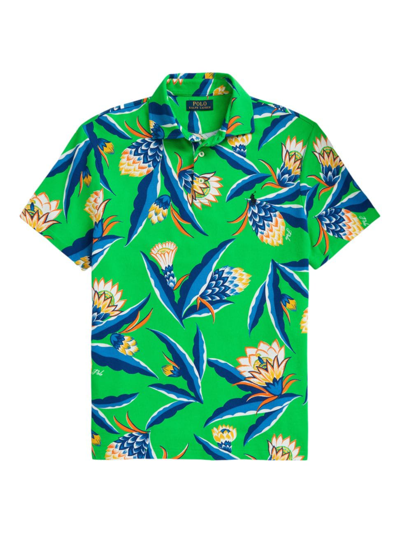 Polo Ralph Lauren Men's French Terry Floral Polo Shirt In Bonheur Floral Green