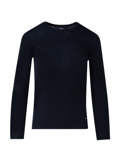 Akris Silk Cotton Seamless Rib Fitted Sweater In Black