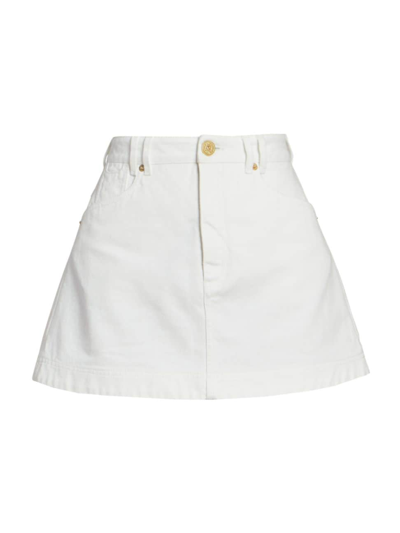Balmain White Embroidered Denim Miniskirt