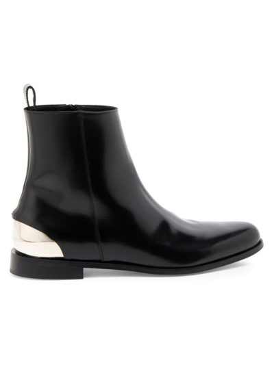 ALEXANDER MCQUEEN MEN'S METAL HEEL LEATHER CHELSEA BOOTS