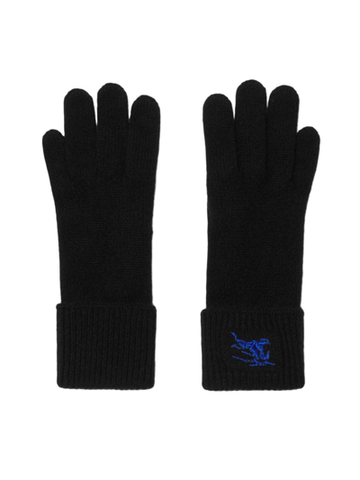 Burberry Ekd-embroidered Knitted Gloves In Black