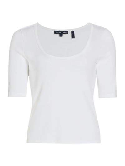 Veronica Beard Women's Anafi Cotton-blend Scoopneck T-shirt In White
