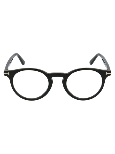 Tom Ford Round Frame Glasses Glasses In 001 Nero Lucido