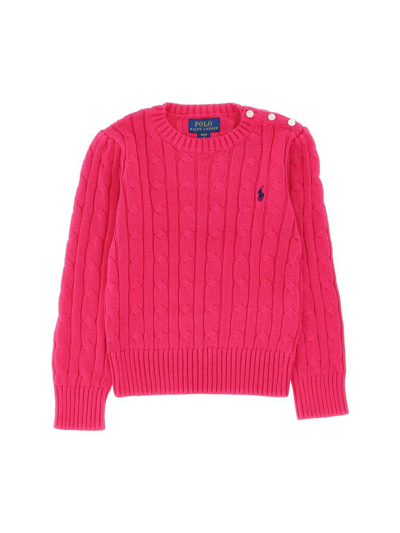 Ralph Lauren Kids' Logo Embroidered Cable-knit Crewneck Jumper