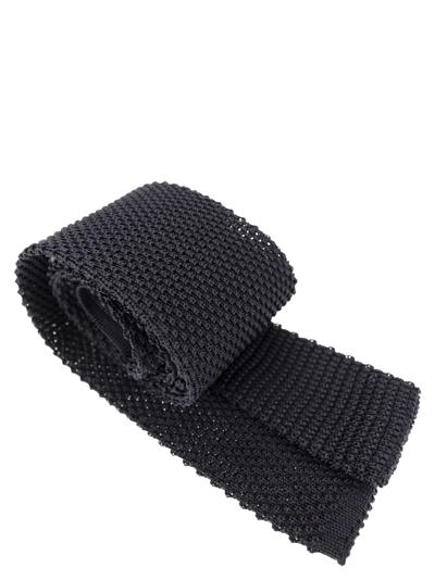 Brunello Cucinelli Silk Knit Tie In Blue