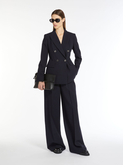 Max Mara Wool Blend Double-breasted Blazer In Navy