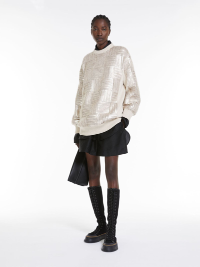 Max Mara Wool And Sequin Mini Dress In Neutral
