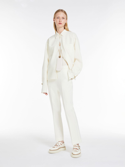 Max Mara Wool Crêpe Ankle-length Trousers In White