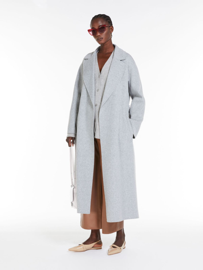 Max Mara Wool Robe Coat In Light Grey