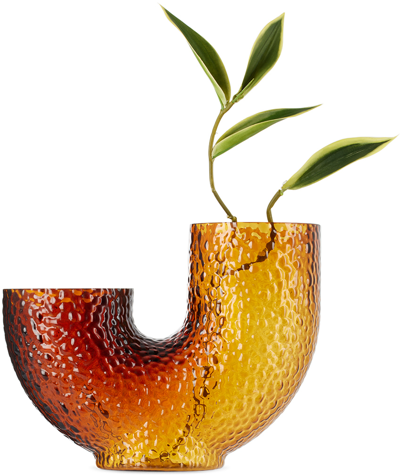 Aytm Orange Medium Arura Vase In Amber