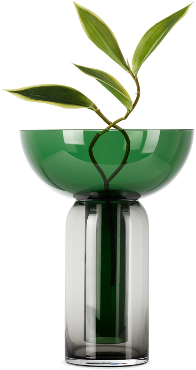 Aytm Green & Black Torus Vase In Forest/black