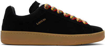 Lanvin Lite Curb Suede Sneakers In Black