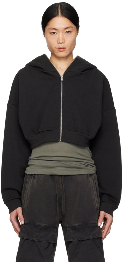 Entire Studios Black Cropped Hoodie In Soot