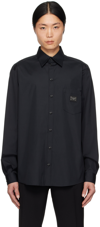 Dolce & Gabbana Logo-patch Button-up Shirt In Nero
