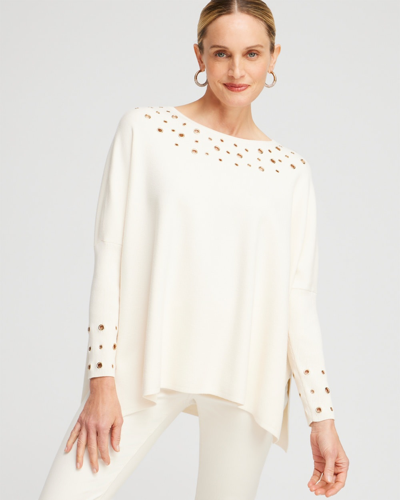Chico's Grommet Detail Sweater Poncho In English Cream