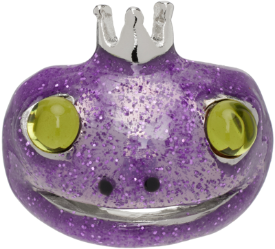 Collina Strada Purple Frog Prince Ring In Glitter Lilac