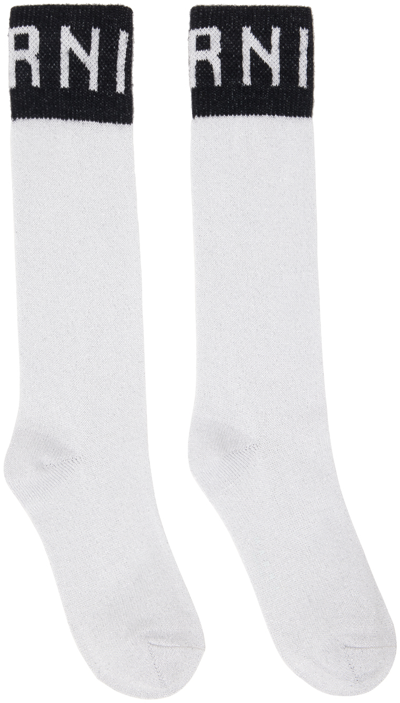 Marni Lurex Ribbed-knit Socks In 00n01 Everest