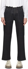 UNDERCOVER BLACK PINSTRIPE TROUSERS