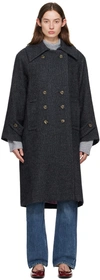 Caro Editions Navy Coco Coat In Navy