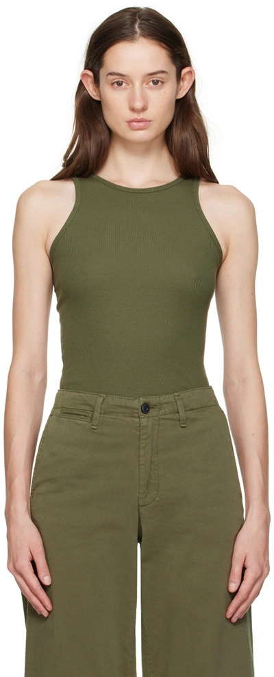 Rag & Bone The Essential Ribbed Tank Top In Olive Night
