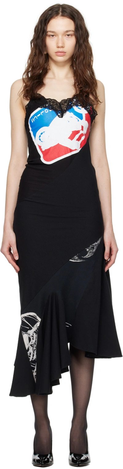 Conner Ives Black Reconstituted Midi Dress