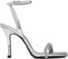 DIESEL SILVER D-VINA SDL HEELED SANDALS