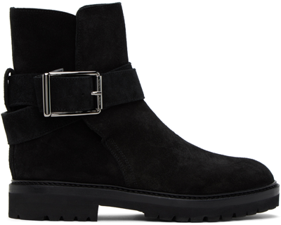 Manolo Blahnik Buckle-detail Suede Ankle Boots In Black