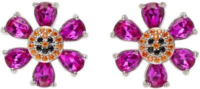 Collina Strada Ssense Exclusive Pink & Silver Happy Flower Earrings