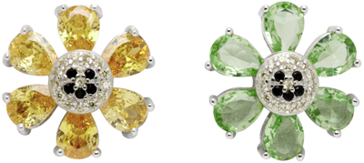 Collina Strada Ssense Exclusive Green & Yellow Happy Flower Earrings