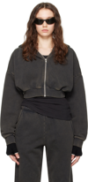 Entire Studios Black Cropped Hoodie In Washed Blacck