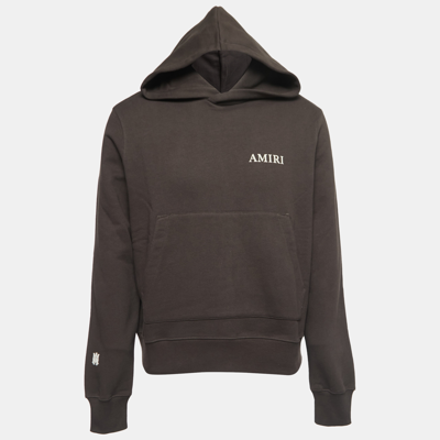 Pre-owned Amiri Brown Cotton Logo Print Hoodie S