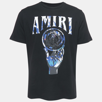Pre-owned Amiri Black Cotton Crystal Ball Print T-shirt L