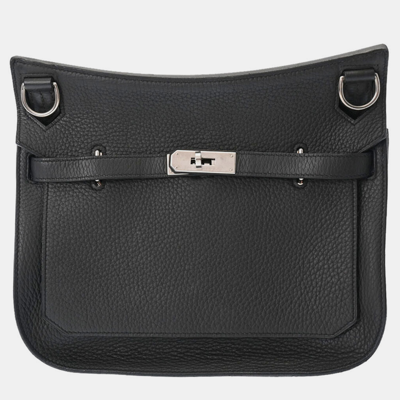 Pre-owned Hermes Black Clemence Leather Jypsiere 28 Shoulder Bag