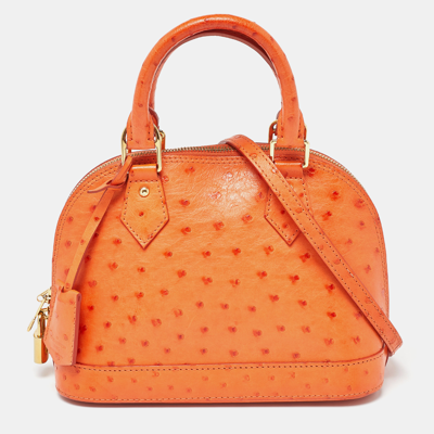Pre-owned Louis Vuitton Orange Ostrich Alma Bb Bag