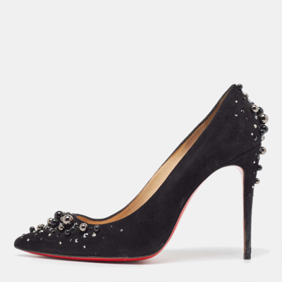 Pre-owned Christian Louboutin Black Suede Candidate Pumps Size 37