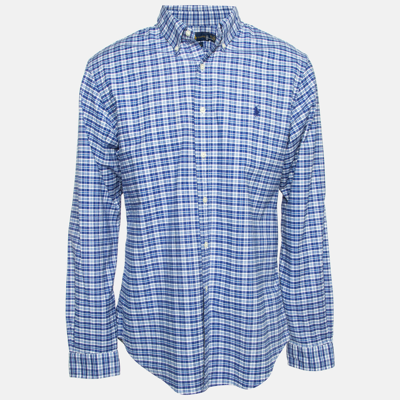 Pre-owned Ralph Lauren Blue Checked Cotton Button Down Full Sleeve Shirt Xl