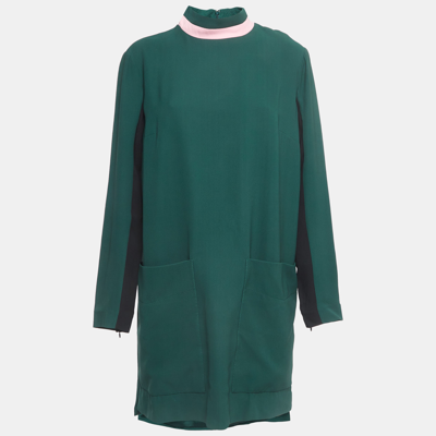Pre-owned Burberry Green Wool Blend Midi Dress 2xl