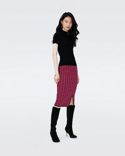 Diane Von Furstenberg Gusta Jacquard-knit Midi Skirt In Pink