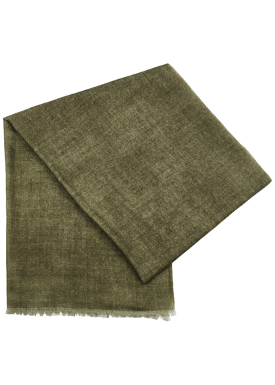 Ama Pure Double-faced Wool Scarf In Dark Green