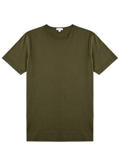 Sunspel Cotton T-shirt In Dark Green