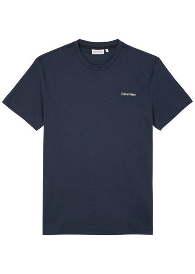 Calvin Klein Logo Cotton T-shirt In Navy