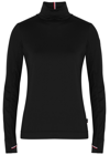 Moncler Jersey Turtleneck With Striped Detail In Black