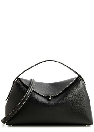 Totême T-lock Leather Top Handle Bag In Black
