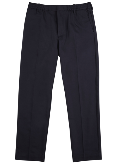 Nn07 Billie Tapered Cotton-blend Trousers In Navy