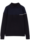 Victoria Beckham Double-collar Wool Sweater In Navy